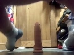 Young Hairy Cub Rides 9 inch Dildo