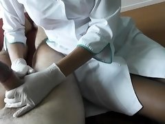 Pantyhosed nurse stuffing her needy pussy with cock in POV