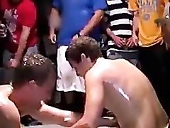 Students wrestling during an initiation