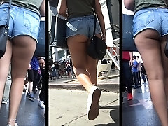 Street voyeur follows a hot amateur babe with a splendid ass