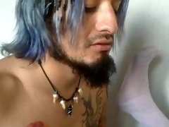 Tattooed guy fucks kawai trany