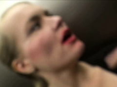 german blonde wife gives blowjob in public lift and facial