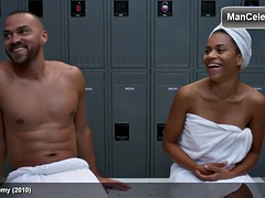 Jessie Williams naked in a towel