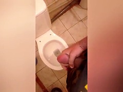 Jerking off in the toilet, cum in the toilet