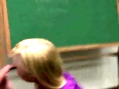 College babe sucks cock and gets fucked in a classroom