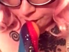 Gagging on/fucking a candy cock and ruining my makeup
