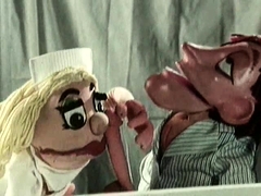 Naughty blonde Muppet gives her horny friend a hot blowjob