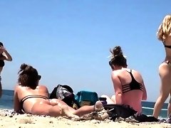 Beach voyeur filming hot amateur teens in sexy bikinis