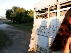 Ravishing redhead with a marvelous ass enjoys outdoor sex