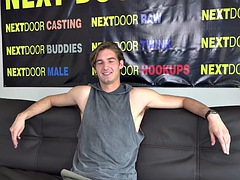 Sexy amateur solo stud jerks his hard cock at casting