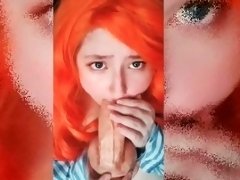 Redhead Sucking Dildo Blowjob