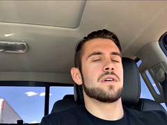 Guy masturbates in the car